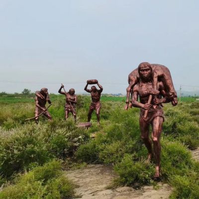 博物馆人类进化史主题雕塑 户外公园野人景观装饰摆件