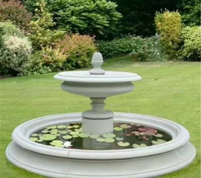 庭院小型汉白玉双层喷泉雕塑