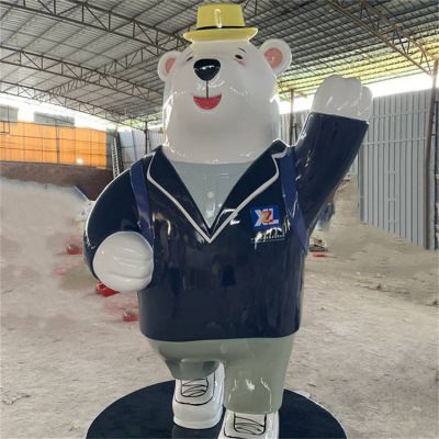 玻璃钢卡通户外商场大型北极熊公仔雕塑