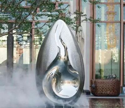 庭院池塘创意不锈钢抽象镂空水滴雕塑