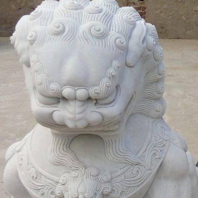 景区汉白玉抽象石雕狮子雕塑