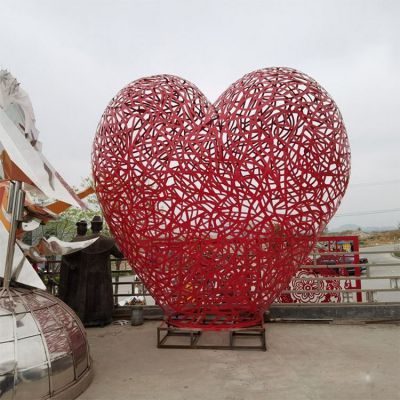 景点不锈钢镂空铁艺网格 大型心形雕塑摆件