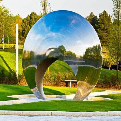 公园摆放不锈钢镜面圆环拱门雕塑