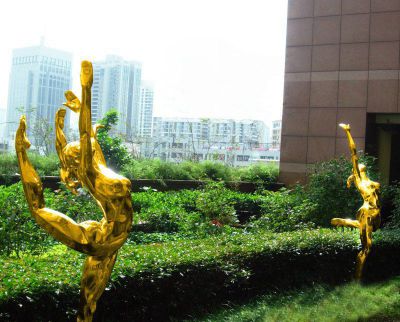 公园不锈钢抽象跳芭蕾舞的人物雕塑