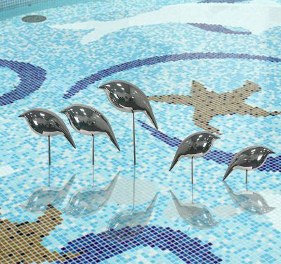 泳池海边创意抽象个性不锈钢镜面工艺鸽子摆件