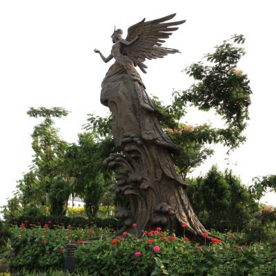 大型神话人物精卫填海景观装饰铜雕女孩雕塑