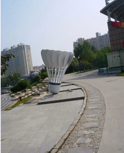 不锈钢广场羽毛球雕塑