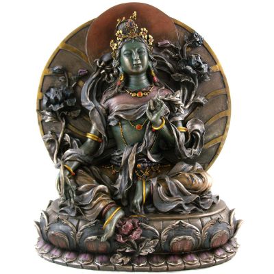 玻璃钢仿铜彩绘福雕塑度母雕塑