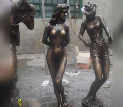 公园广场西方时尚女郎铸铜女人雕塑