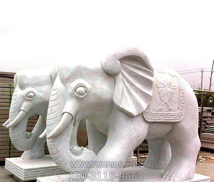 汉白玉石雕浮雕大象雕塑