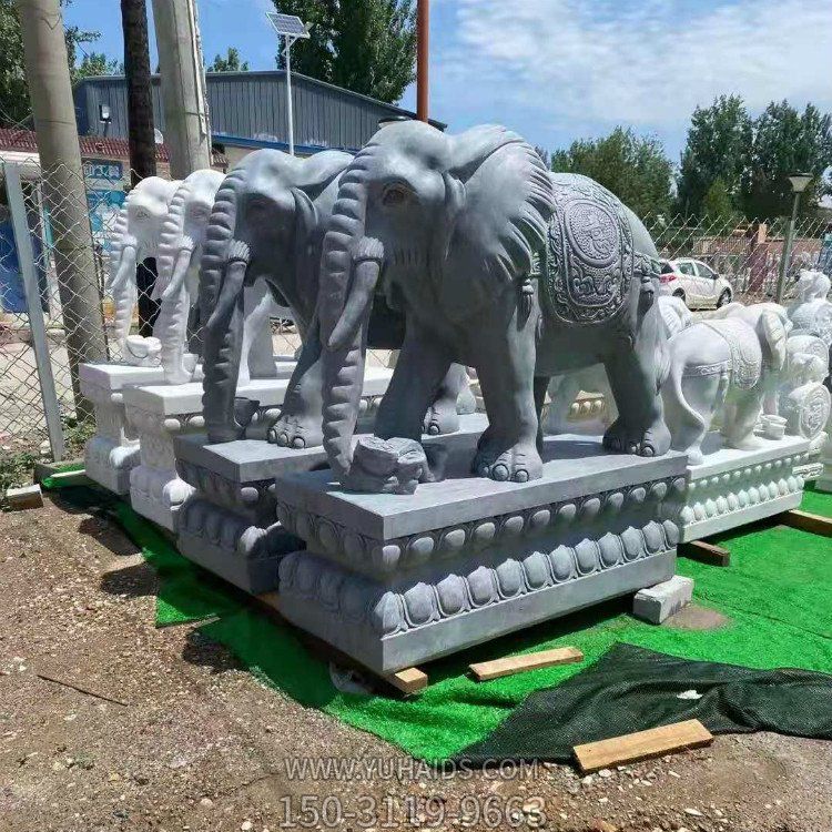 大象雕塑，青石汉白玉石雕大象