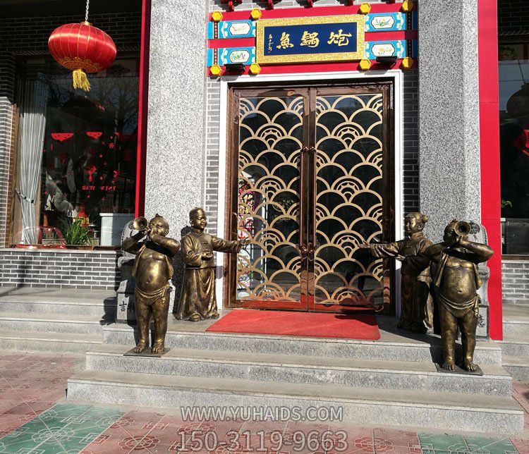 吹唢呐酒店婚庆门口景观铜雕摆件吹奏雕塑