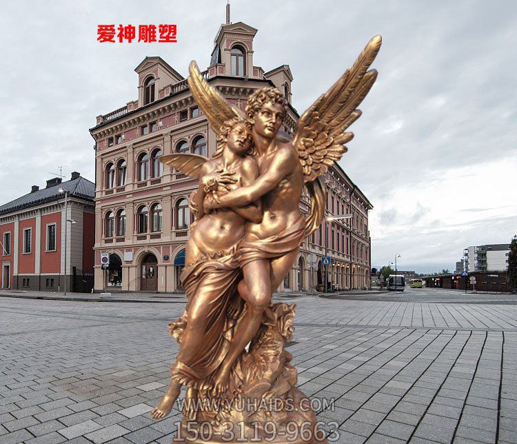 爱神别墅景观公园人物玻璃钢仿铜雕塑