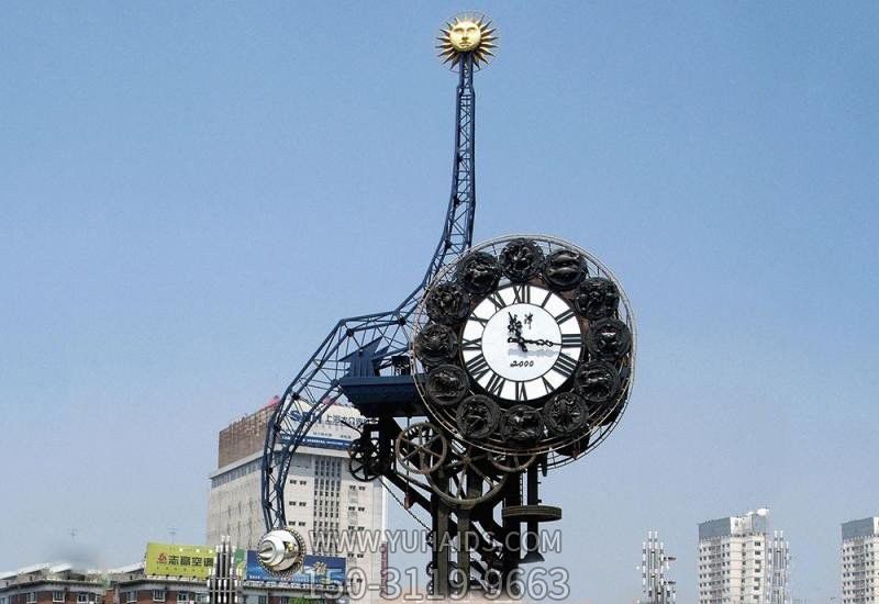 不锈钢广场西方十二星座钟表雕塑