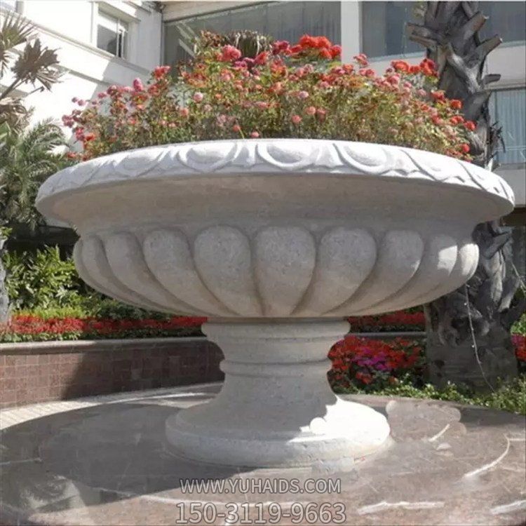 庭院室外装饰大理石雕刻欧式花钵 园林花盆鱼缸雕塑