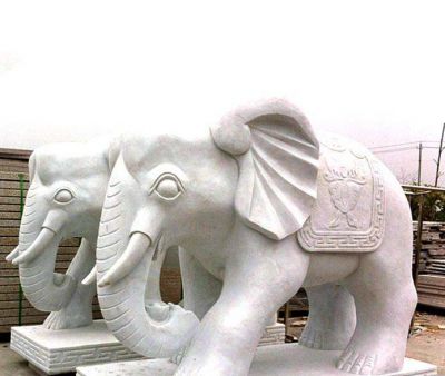 汉白玉石雕浮雕大象雕塑