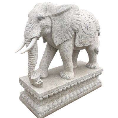 汉白玉石雕别墅小区大象雕塑