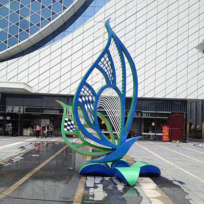 不锈钢抽象蝴蝶花朵景观雕塑