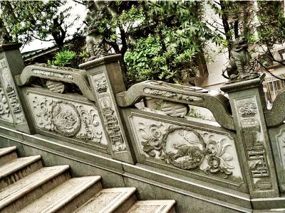 庭院大理石绿浮雕花纹神兽楼梯扶手栏杆