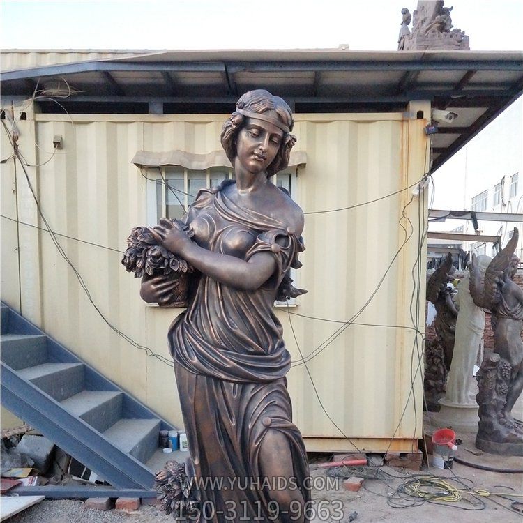 玻璃钢铸铜西方人物四季女神雕像别墅园林小品雕塑