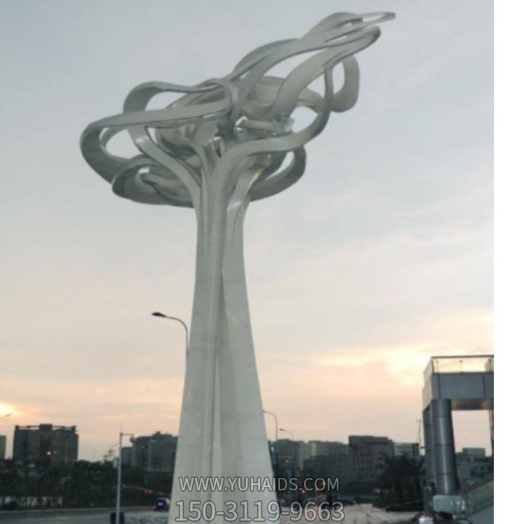 不锈钢抽象云朵树  大型城市广场艺术造型雕塑