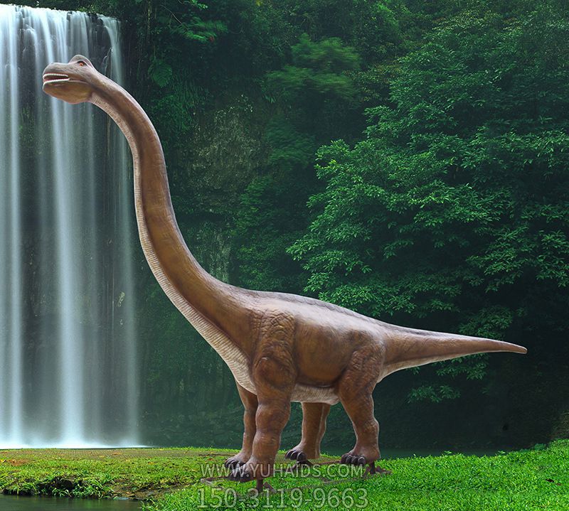 草坪玻璃钢长脖子的恐龙雕塑
