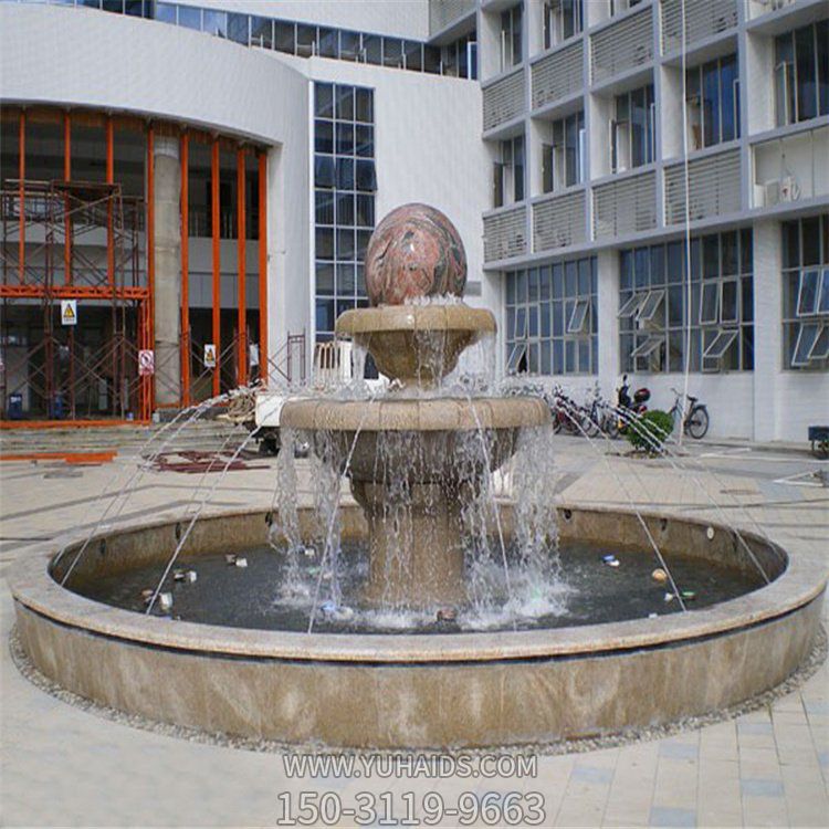 广场水池喷泉摆放大理石中式流水风水球雕塑
