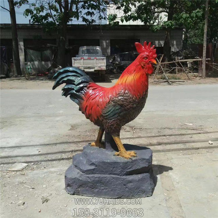 仿真动物景观玻璃钢大公鸡雕塑