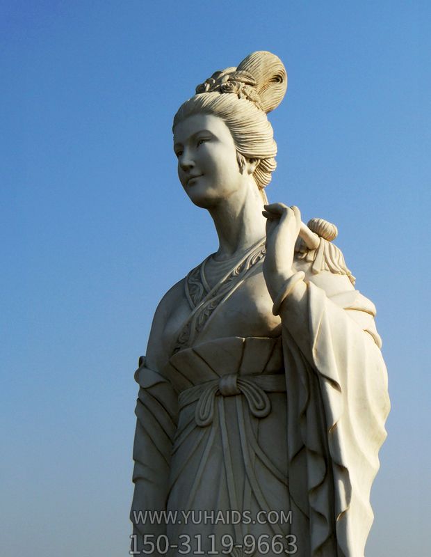 十二花神之九月菊花庞苏汉白玉古代美女雕像雕塑