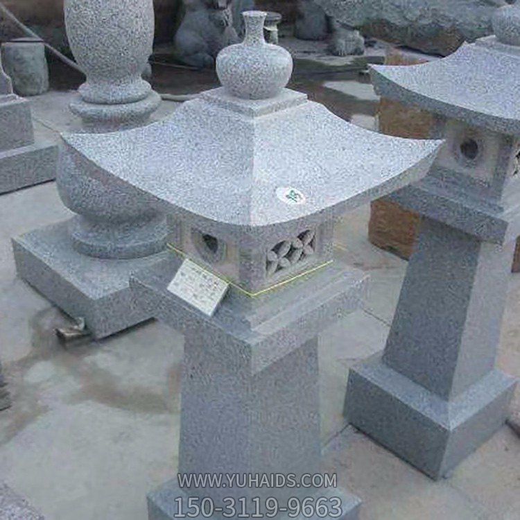 公园路边石雕中式石灯雕塑