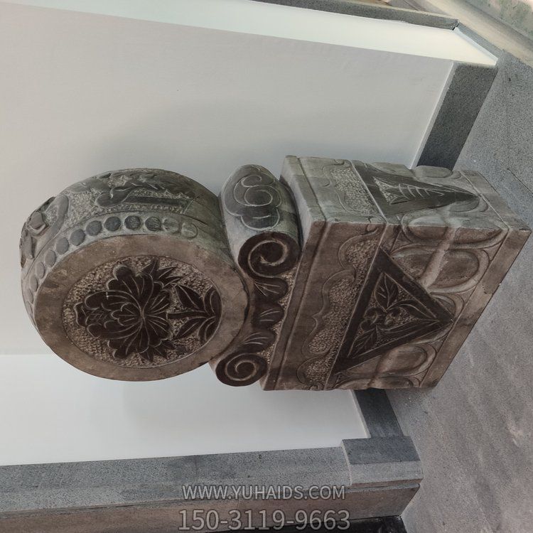 别墅摆放青石做旧雕刻中式抱鼓石门墩雕塑