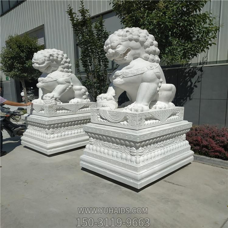 企业工厂大理石石雕门口一对狮子雕塑