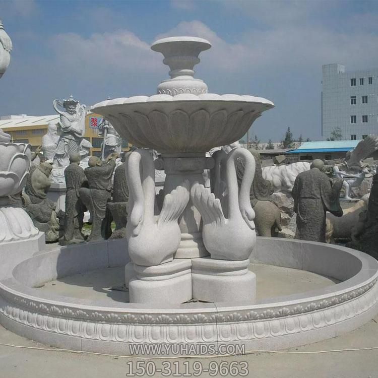 欧式汉白玉天鹅流水水钵小区喷泉雕塑