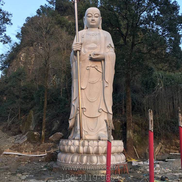 寺庙户外摆放 花岗岩地藏菩萨站像佛像雕塑