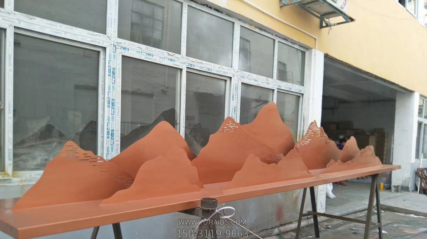 不锈钢假山水池景装饰立体山形山峰雕塑