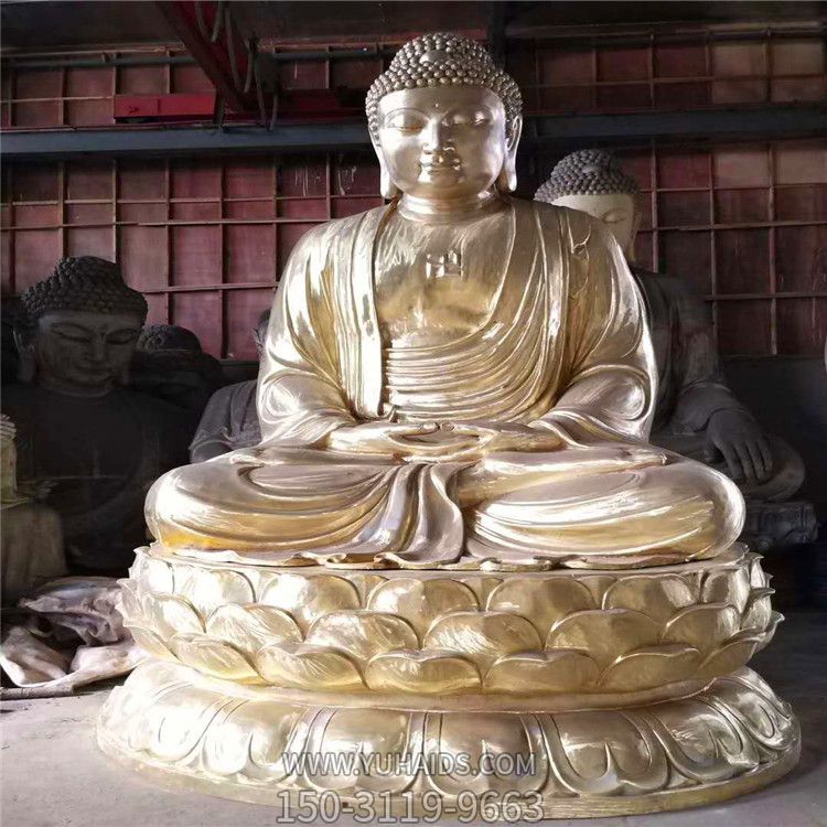 不锈钢喷金烤漆大型三宝佛雕塑