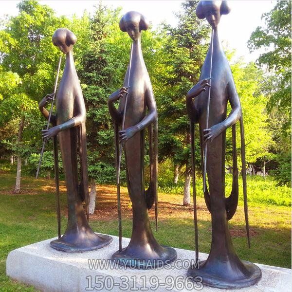 公园摆放铸铜抽象吹笛演奏人物雕塑