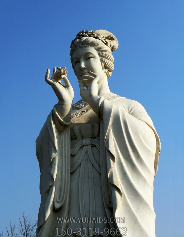 十二花神之二月杏花阮文姬汉白玉古代美女雕像雕塑