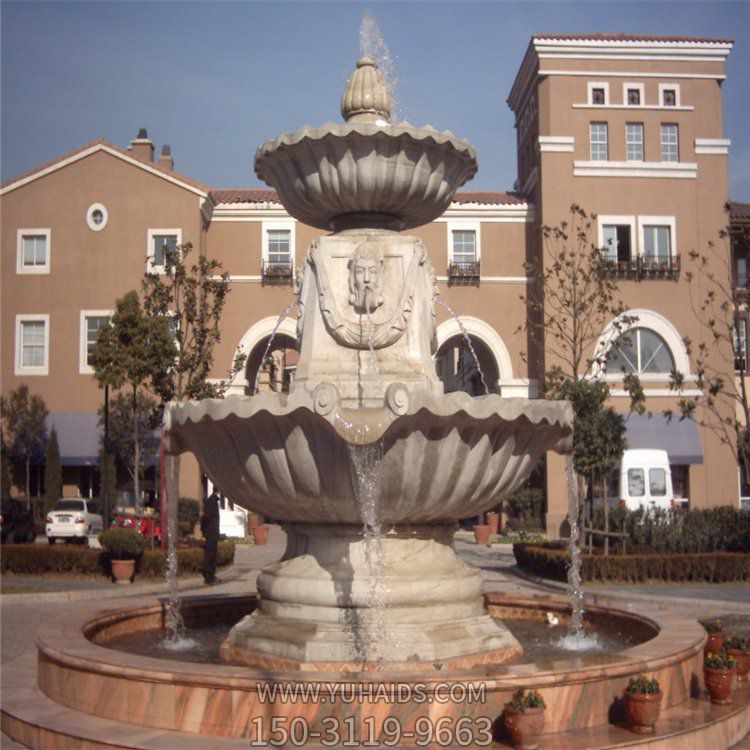 欧式喷泉大理石流水花钵庭院花园喷水石钵石盆围边水池雕塑