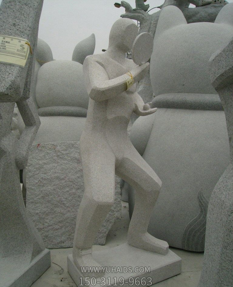 大理石抽象打乒乓球人物雕塑