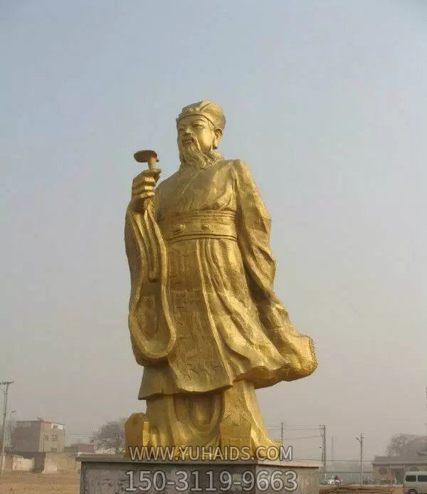 医学院广场站姿拿药名医李时珍镀金玻璃钢雕塑
