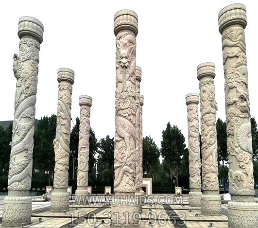 城市广场大理石石材龙柱景观柱雕塑