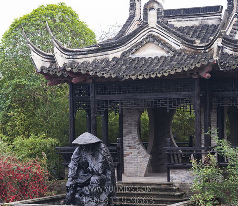 景区园林姜太公玻璃钢仿铜雕塑