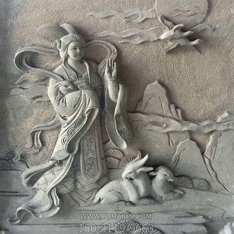 上古神话人物道教月神太阴星君嫦娥浮雕雕塑