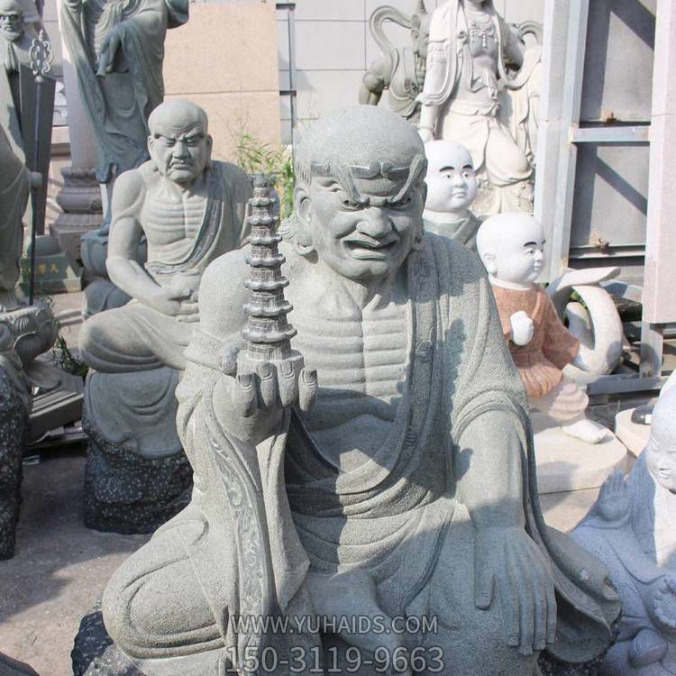 寺庙青石石雕户外园林景观十八罗汉雕塑