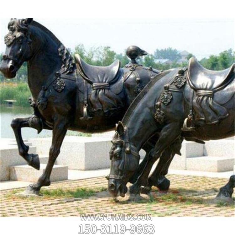玻璃钢仿铜动物景观马雕塑