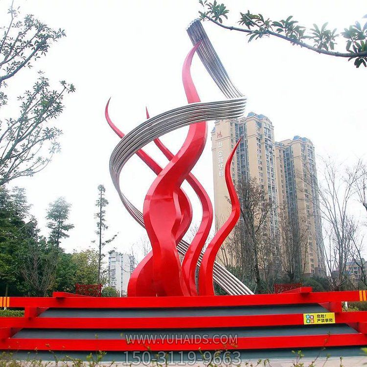 广场大型不锈钢彩绘园林景观雕塑