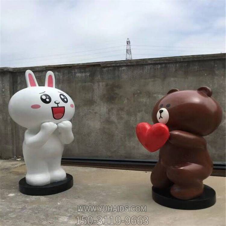 商业街摆放玻璃钢卡通公仔动物雕塑
