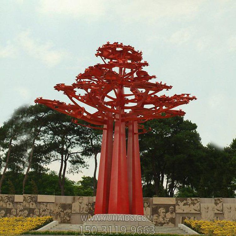广场大型不锈钢景观树雕塑