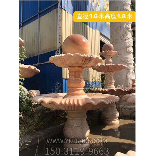 城市工厂大型晚霞红石雕喷泉雕塑